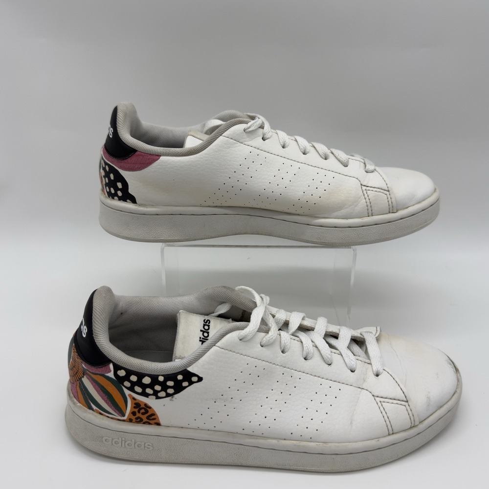 FARM RIO x ADIDAS Advantage White Floral Embroidered Women's Shoes Size 9 - Picture 2 of 13